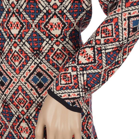 Dina Be Long Sleeve Geometric Print Dress Medium - Picture 4 of 9